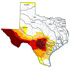 Map of Drought Impact on Texas Surface Water